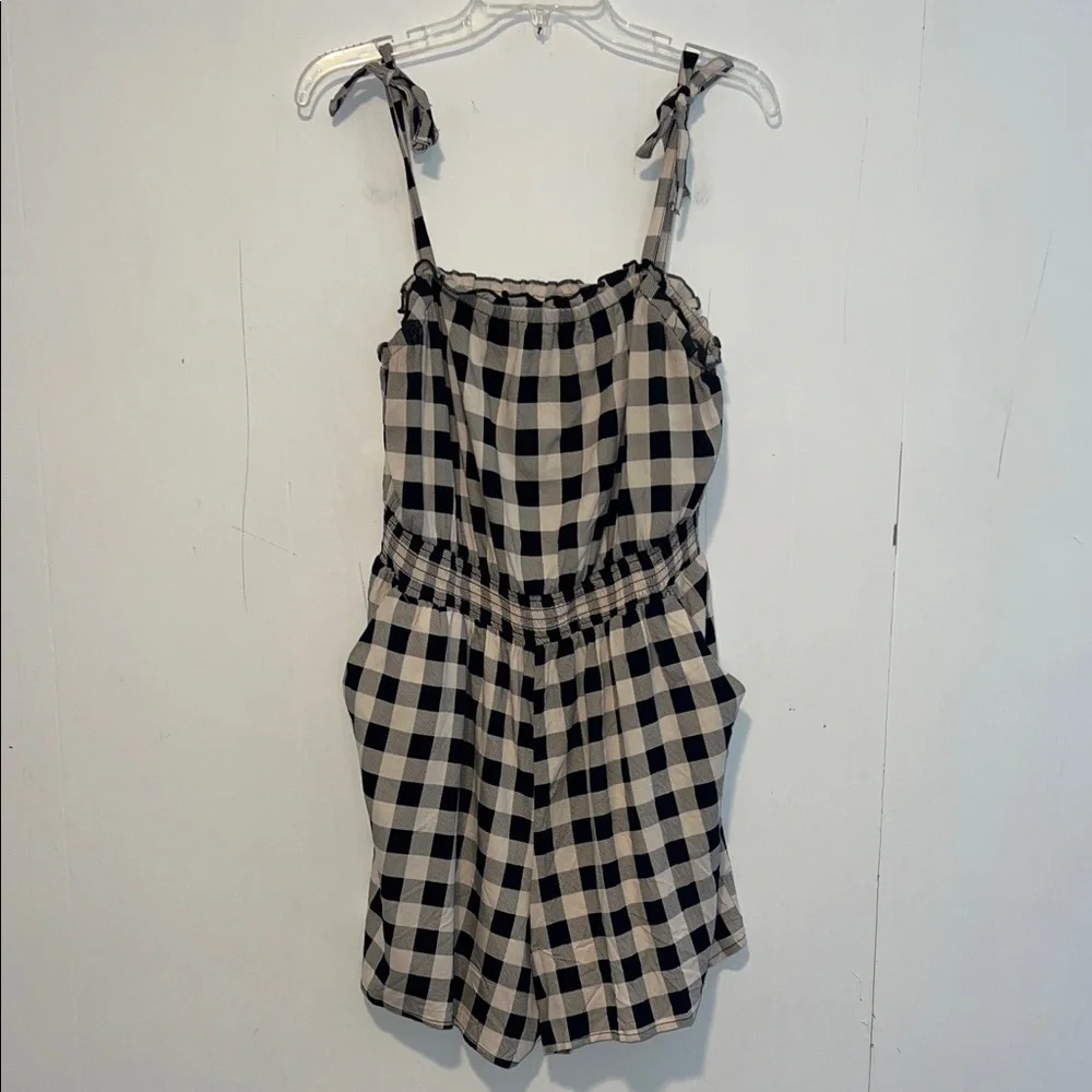 Torrid Black and White Plaid Romper